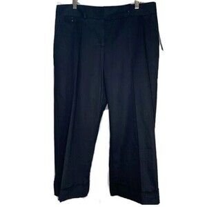 Briggs New York Pants Womens 14 Black Cropped Stretch Flat Front NEW